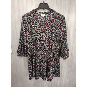 Women's Umgee Flowy Bell Sleeve Dress Size L Comfort High Low Office Casual